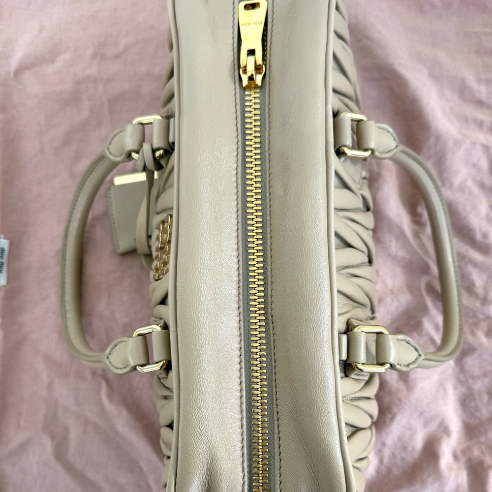 Miu Miu Quilted Satchel in Light Beige - Picture 6 of 16
